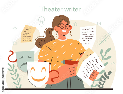 Screenwriter concept. Playwright create a screenplay for a movie, theater