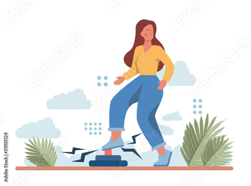 Consequences concept. Character making action and dealing