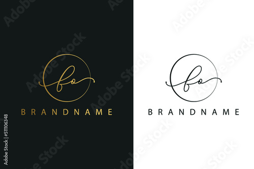 F O FO hand drawn logo of initial signature, fashion, jewelry, photography, boutique, script, wedding, floral and botanical creative vector logo template for any company or business.