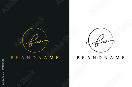 F W FW hand drawn logo of initial signature, fashion, jewelry, photography, boutique, script, wedding, floral and botanical creative vector logo template for any company or business.