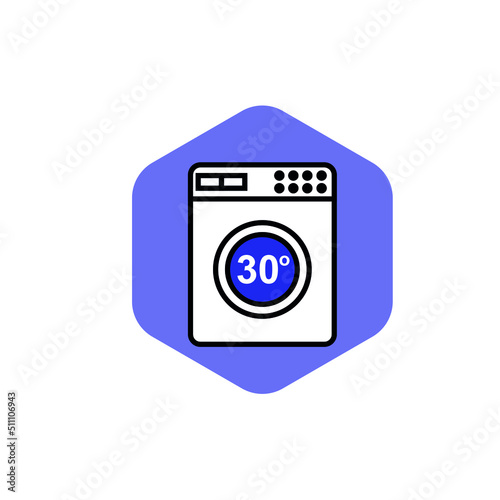 
Temperature washing instruction and Washing Machine Flat Design.
