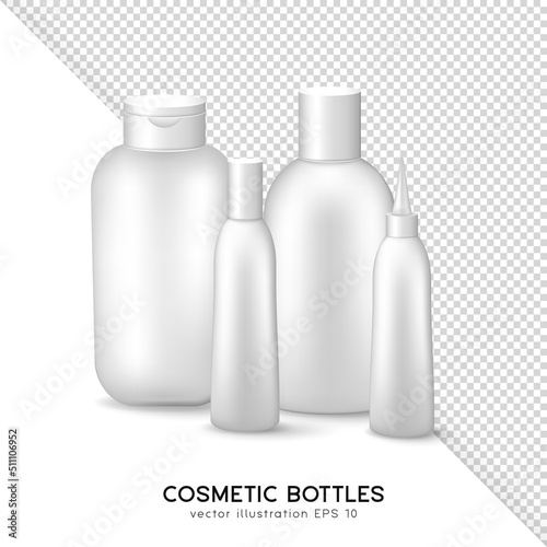 White big and small tubes for cream, lotion, gel, moisturizer, serum, tonic. Mockup of cosmetic containers, boxes, packages, bottles, flacons different shapes. Skincare and treatment products template