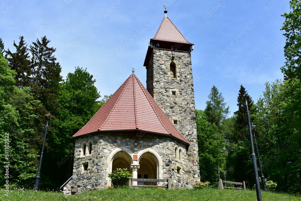 church of Saint cross in village Miedzigorze in Poland