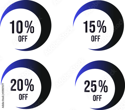 Sale tag 10 15 20 25 percent off with vector off circle format
