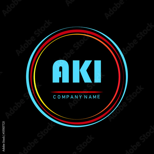 AKI,A K I Alphabet Letter Design With Creative Circle ,A K I Letter Logo Design ,AKI Letter Logo Design On Black background, business and company, letter logo design for company photo