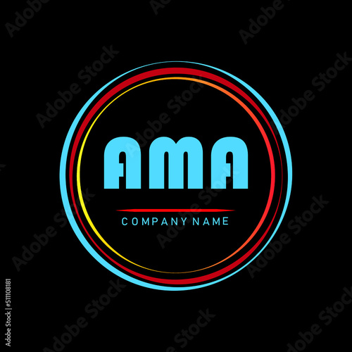 AMA,A M A Alphabet Letter Design With Creative Circle ,A M A Letter Logo Design ,AMA Letter Logo Design On Black background, business and company, letter logo design for company