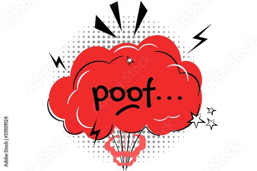 Poof - comic expression vector illustration text Smelling pop art comic book cartoon fart cloud flat style design Bad stink Toxic aroma smoke cloud isolated white background Symbols and sound effects