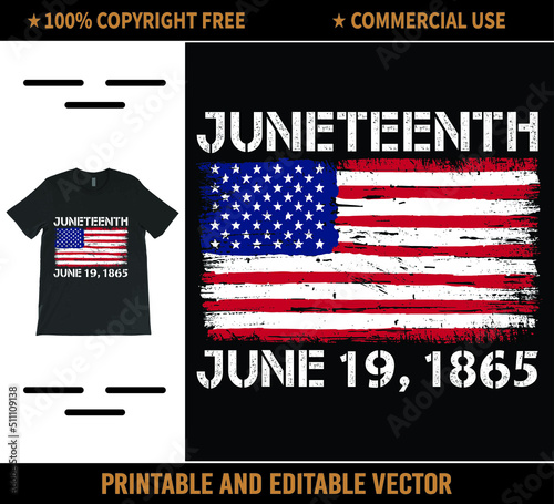Juneteenth Flag June 19, 1865, Black History T-Shirt Vector, Black Lives Matter T-Shirt, Africa American Flag Vector.