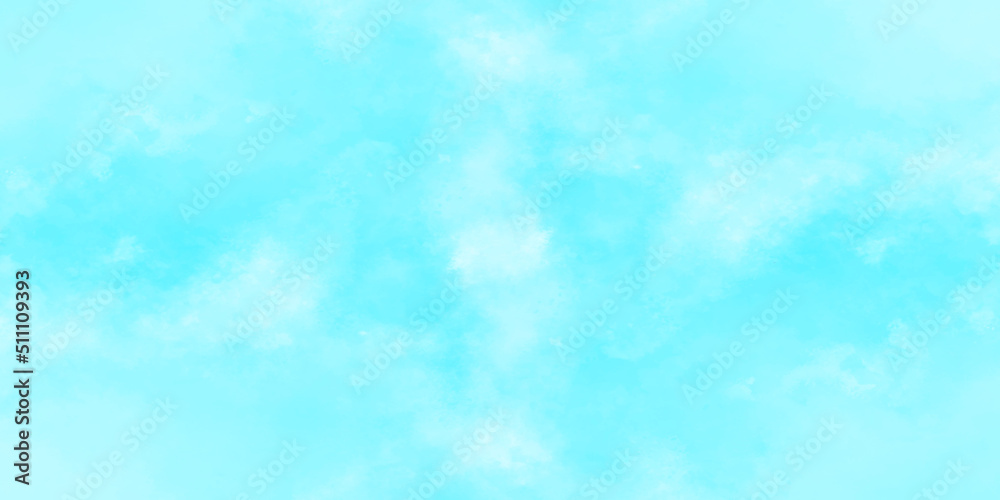 Natural cloudy bright and light blurry summer seasonal morning blue sky background, Sky blue watercolor shades sky background with white clouds, Blue Sky background for wallpaper and design.