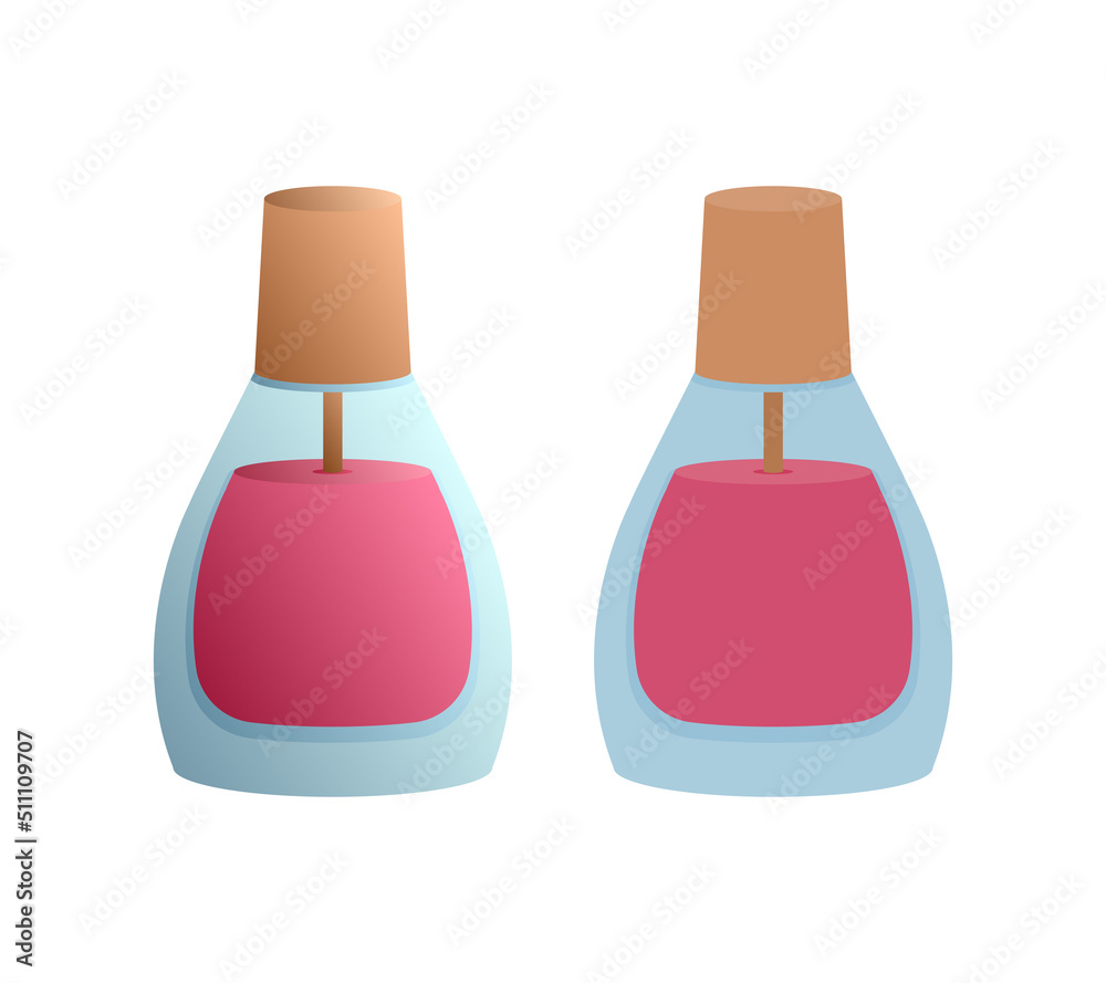 Vector set of nail polishes in gradient and flat styles. Cosmetics clip art. Vector set of nail polishes in gradient and flat styles. Cosmetics clip art.