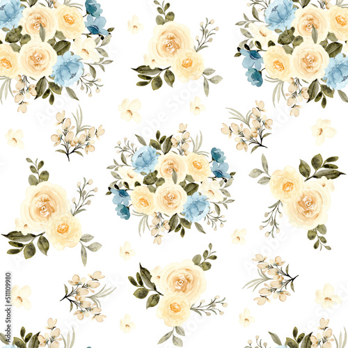 seamless pattern background with flowers, yellow and blue color flowers © Ama