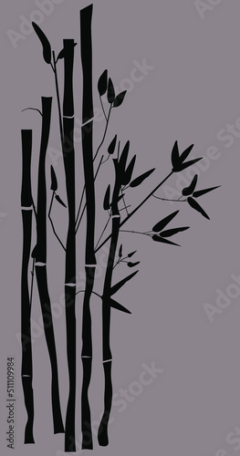 Fototapeta Naklejka Na Ścianę i Meble -  Bamboo stem and leaves isolated vector illustration. Exotic floral set design elements. Asian garden objects in flat style.bamboo shadow