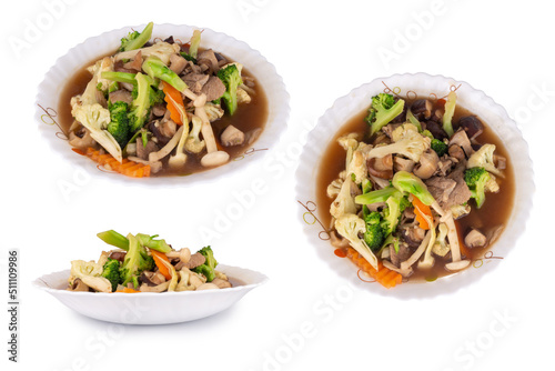 Stir fried vegetable isolated on white background thai