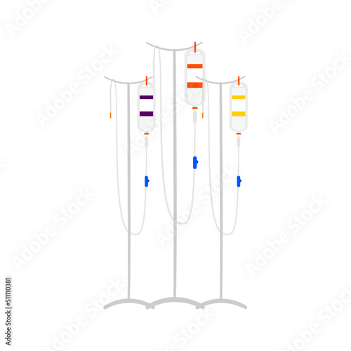 Illustration of intravenous bag on a tower.
