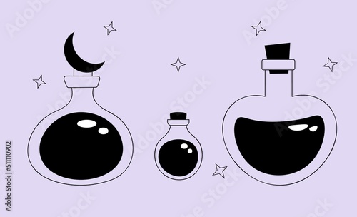 Set of vector magic bottle