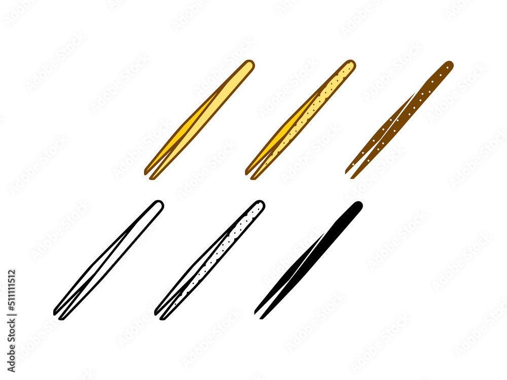 Vector set of tweezers in doodle style on white background Vector set of tweezers in doodle style on white background