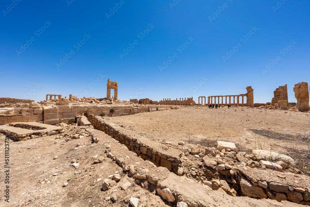 Temple of Bel, an ancient temple in Palmyra, Syria. The temple was destroyed by ISIL during Syrian civil war.