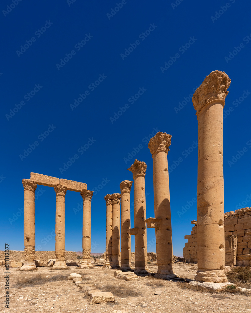 Temple of Bel, an ancient temple in Palmyra, Syria. The temple was destroyed by ISIL during Syrian civil war.