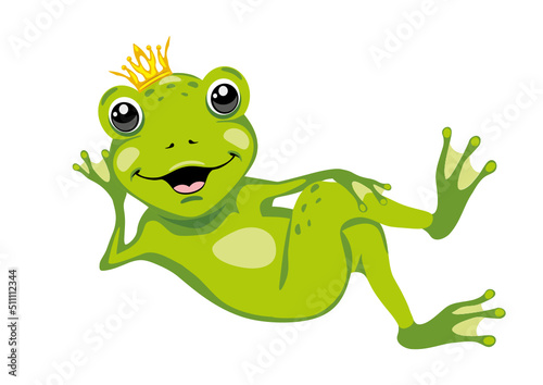 Smiling happy frog with a crown on his head
