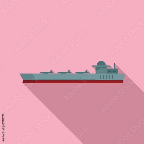 Foto Weapon carrier ship icon flat vector. Navy battleship