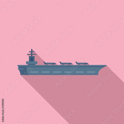 Combat aircraft carrier icon flat vector. Naval view