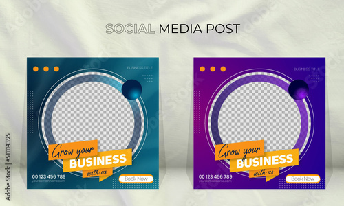 Corporate and elegant social media banner post template with modern illustration
