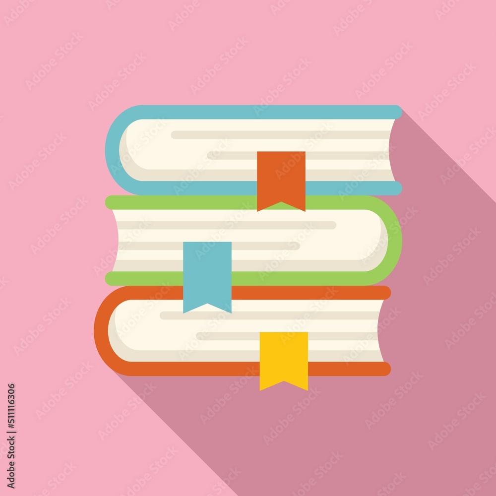 Book stack icon flat vector. Form check Book stack icon flat vector. Form check
