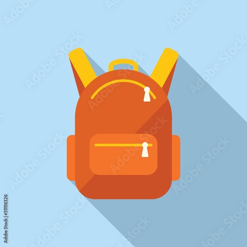 School backpack icon flat vector. Paper form