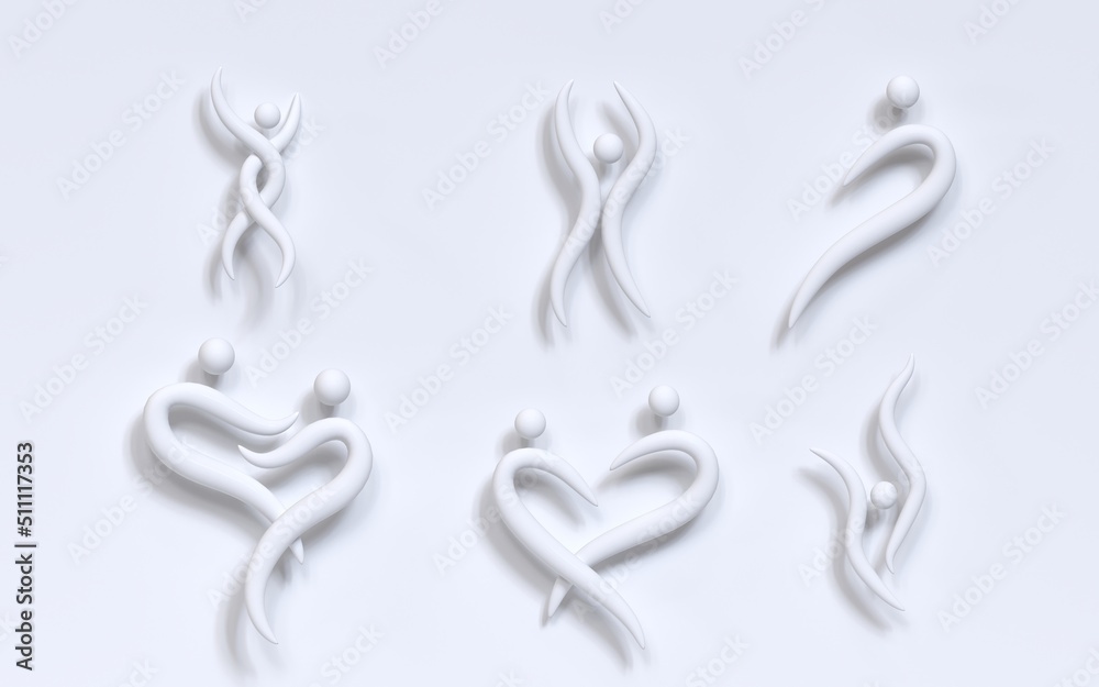 Wellness logo. Fitness icons. 3d illustration Wellness logo. Fitness icons. 3d illustration