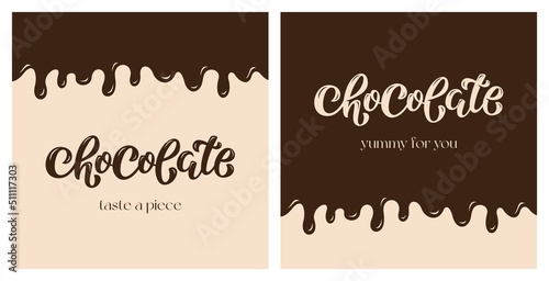 Chocolate Vector Lettering Illustration to celebrate world chocolate day on tasty background. Template for uniform, cover, poster, invitation, post card, banner, social media