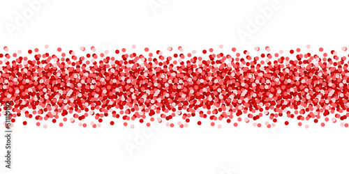 Red confetti seamless vector border. Best for polygraphy, print and web design.