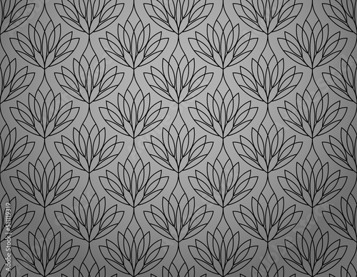 Flower geometric pattern. Seamless vector background. Black and gray ornament