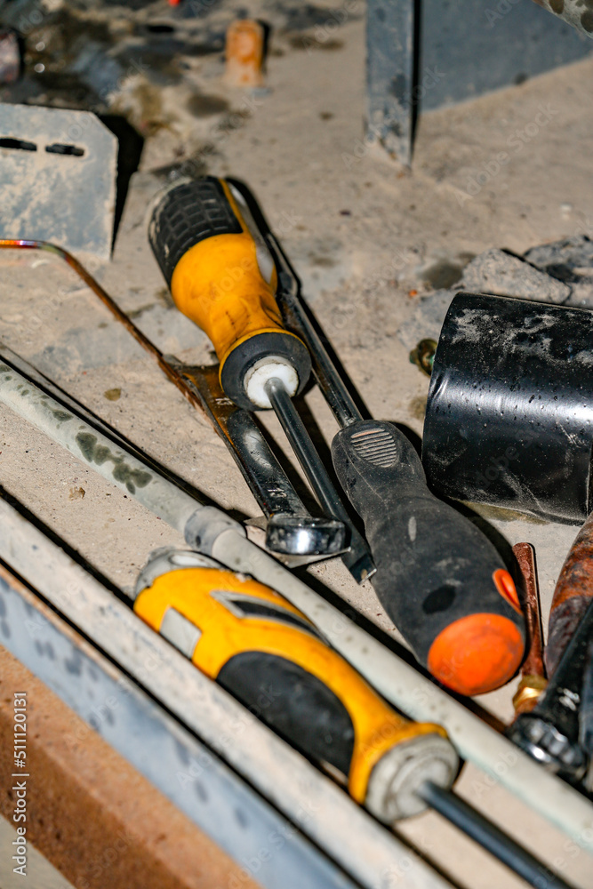 professional electricians with fixing tools professional electricians with fixing tools
