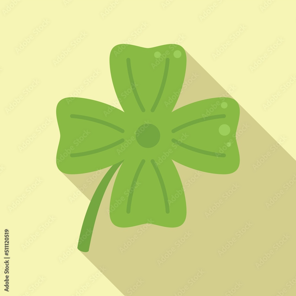 St patrick clover icon flat vector. Four leaf St patrick clover icon flat vector. Four leaf