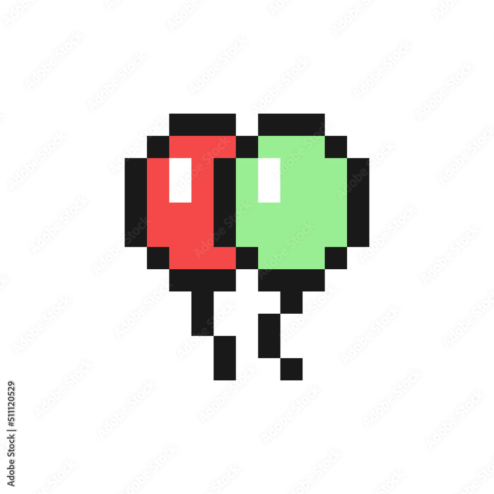 Balloons icon in pixel art design isolated on white background, vector sign symbol Balloons icon in pixel art design isolated on white background, vector sign symbol