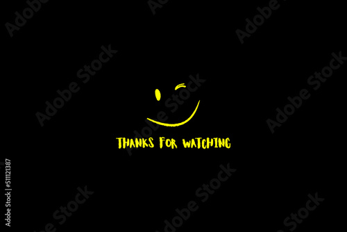 'Thanks for Watching' title screen concept design with retro looking movie projector with film reels and projecting beam as copy space container. Video clip outro, vector illustration, web banner,