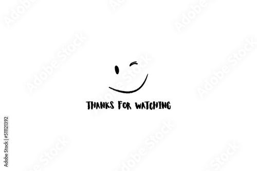 'Thanks for Watching' title screen concept design with retro looking movie projector with film reels and projecting beam as copy space container. Video clip outro, vector illustration, web banner,