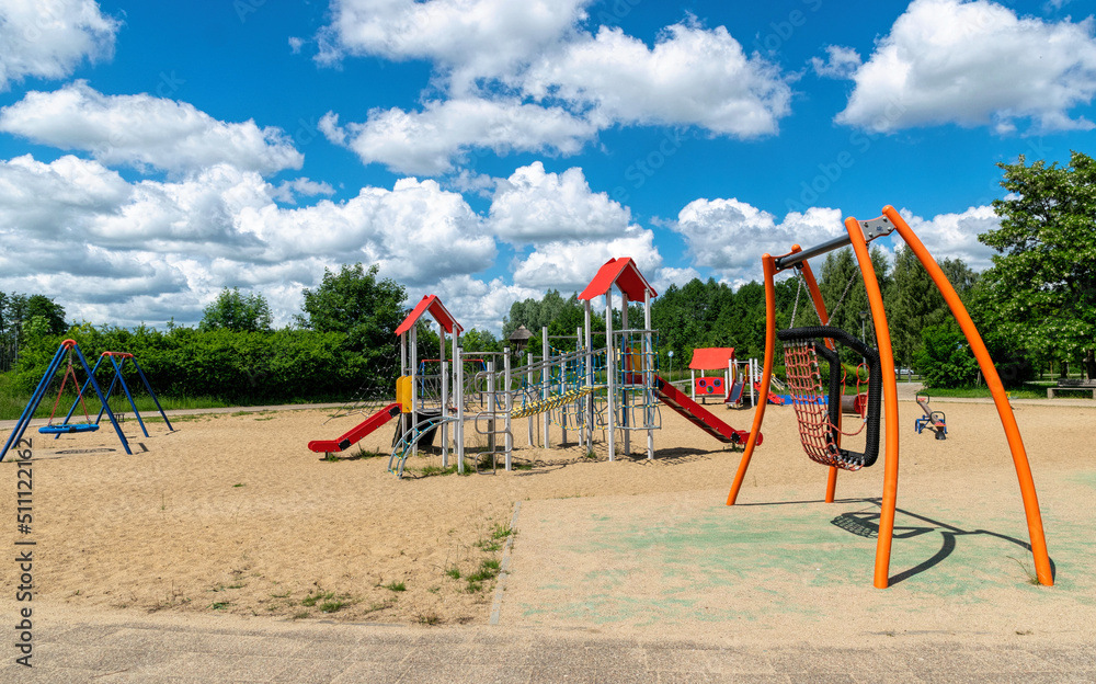 Children's playground in the summer park
