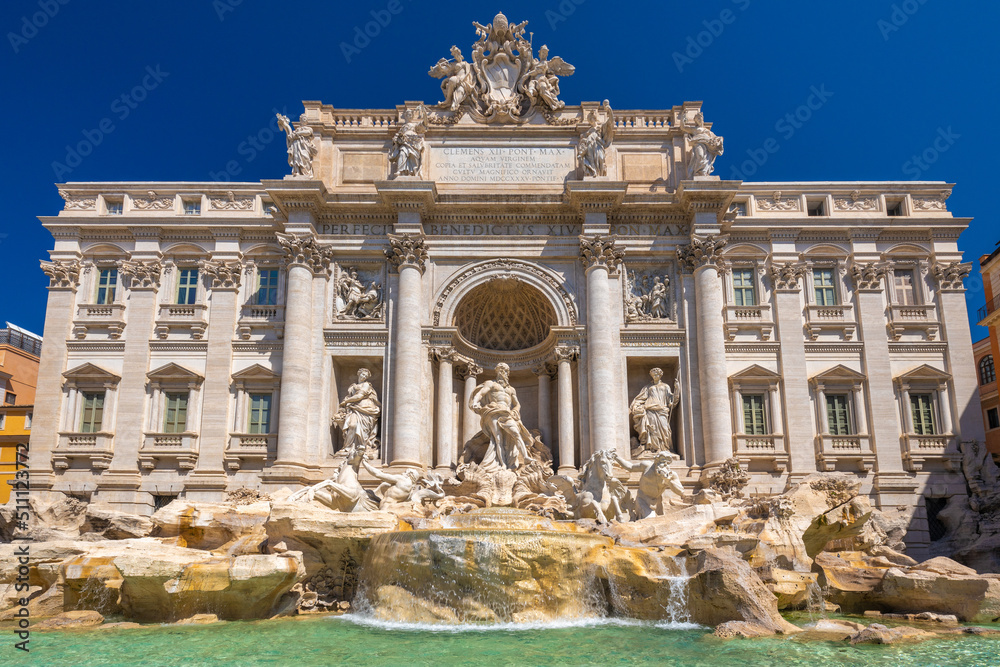 The Trevi Fountain in Rome, one of the most famous fountains in the world, Italy, Europe.
