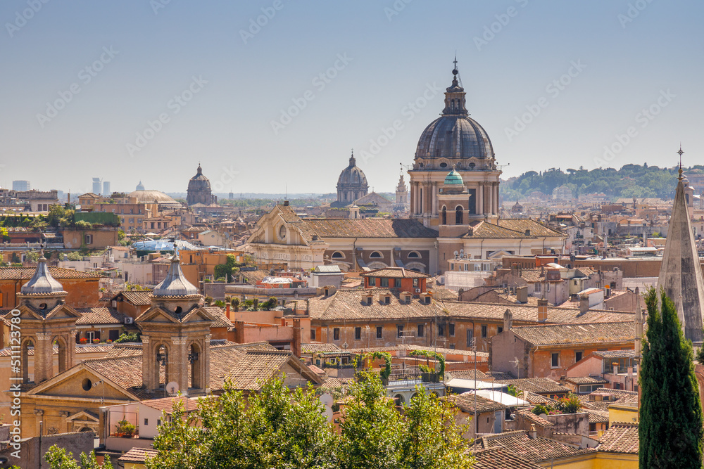 Top view of the historic buildings of Rome, Italy, Europe.