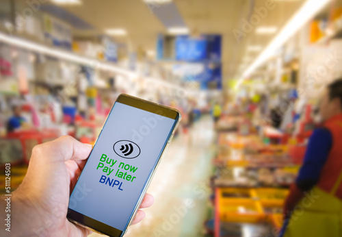 фотографія BNPL or Buy now pay later online shopping concept.