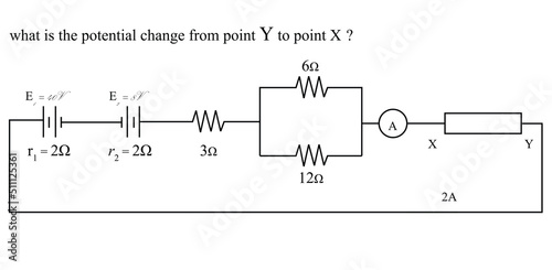ELECTRIC MEASUREMENT,the ideal ammeter A registers 2A. Assuming XY to be a resistance, find its value. Assuming XY to be a battery that is being charged, find its emf