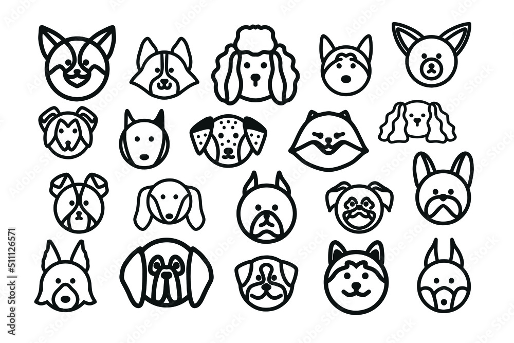 Digital illustration of cute dogs