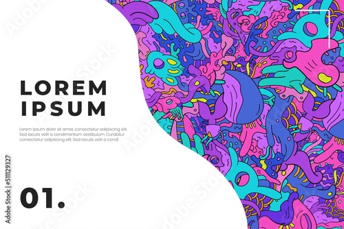 Abstract Banner Template hand drawn Illustration with dummy text for Web Design, Landing page, background, etc