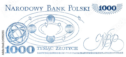 Tableau sur toile Reverse of 1000 Polish zloty with empty space