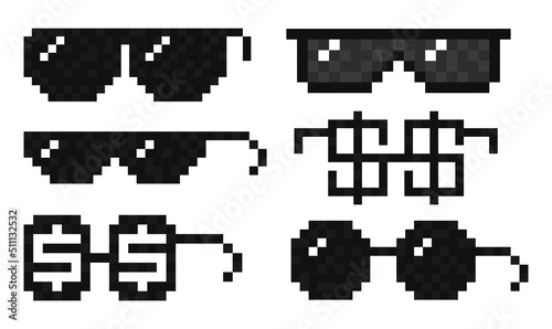 Boss sunglasses set. Glasses in the form of a dollar, gangster sunglasses. Vector illustration.
