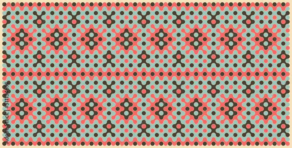 Multicolor truchet tiling connections illustration