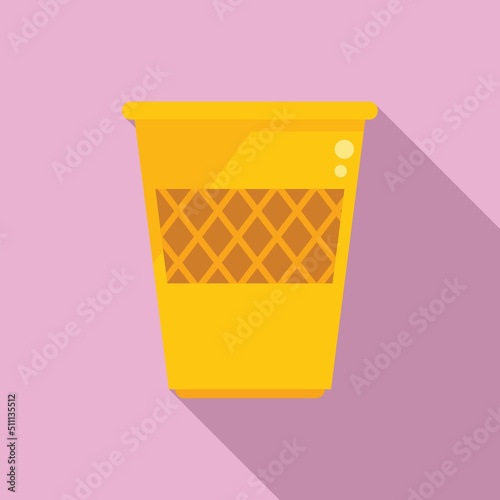 Trash basket icon flat vector. Waste garbage