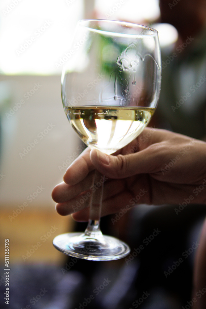 Fototapeta premium hand holding a glass of wine