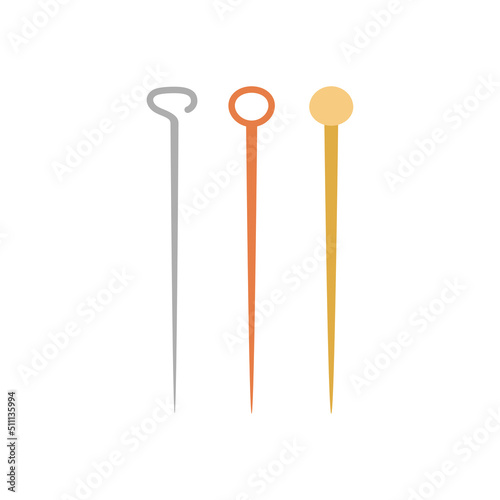 cartoon sewing pins isolated on white background